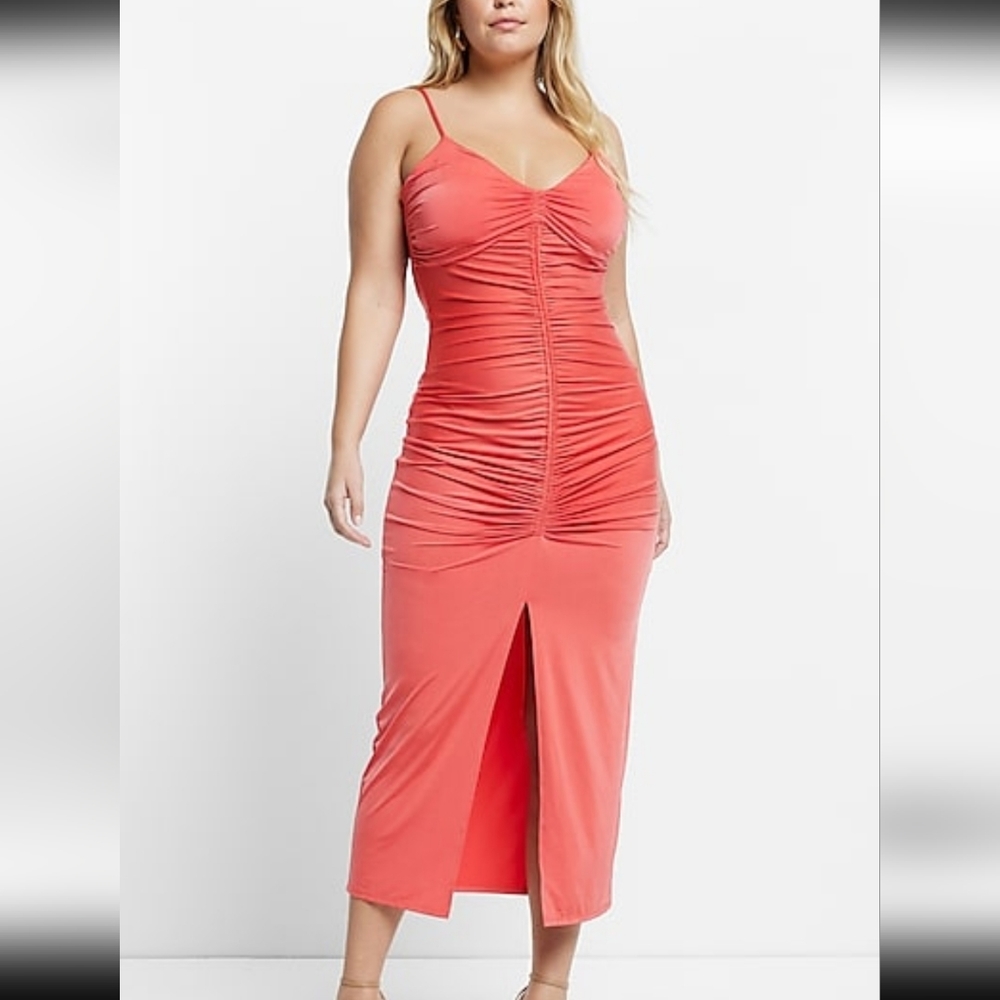 NWT.  Body Contour Ruched Midi Dress